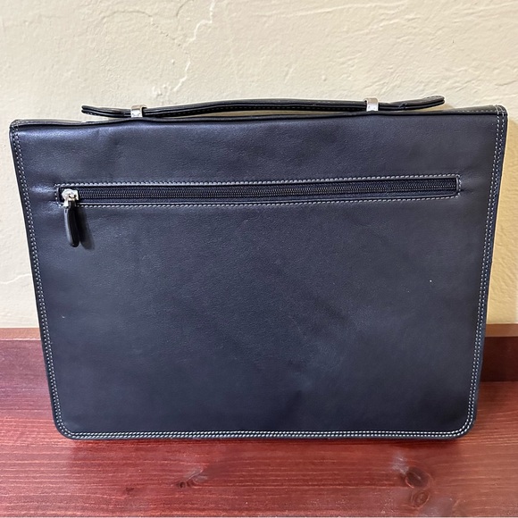 Gerard Henon Leather Zippered 3-Ring Binder with Handle Briefcase - Picture 2 of 8